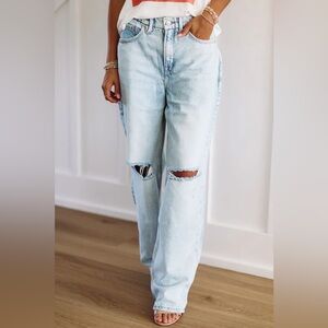 Nwt Good American Good Petite 90’s‎ Relaxed Light Blue Jeans